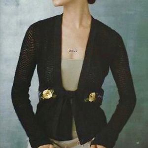 ‘04 Anthropologie Pointelle Embroidered Cardigan